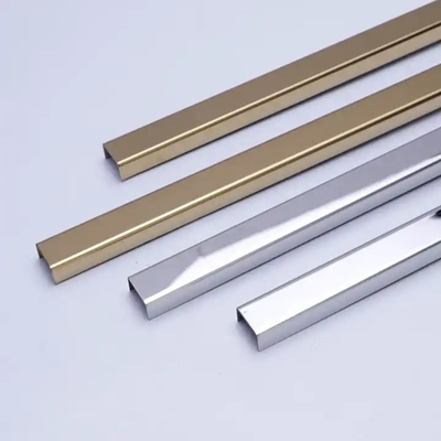 Bom preço. Decoração de aço inoxidável lustrada 0.28mm em forma de u do perfil da guarnição da telha 0.25mm on-line